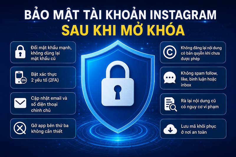 Bảo mật tài khoản Instagram sau khi khôi phục Bảo mật tài khoản sau khi mở khóa Instagram