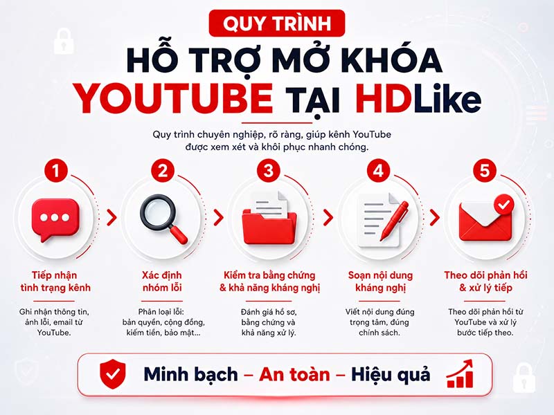 Dịch vụ mở khóa Youtube kiểm tra tình trạng kênh